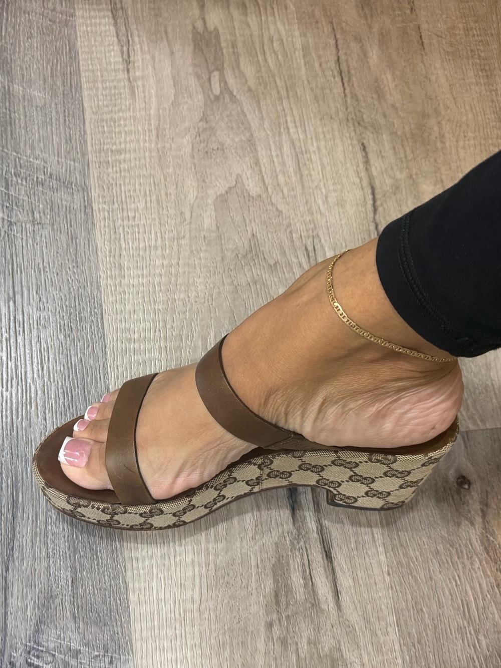 Authentic Gucci GG monogram canvas platform wedge sandals